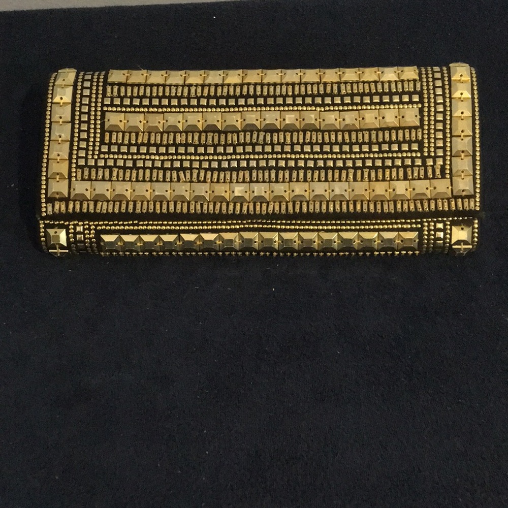 BCBGMax Azria Calista beaded clutch - gold
